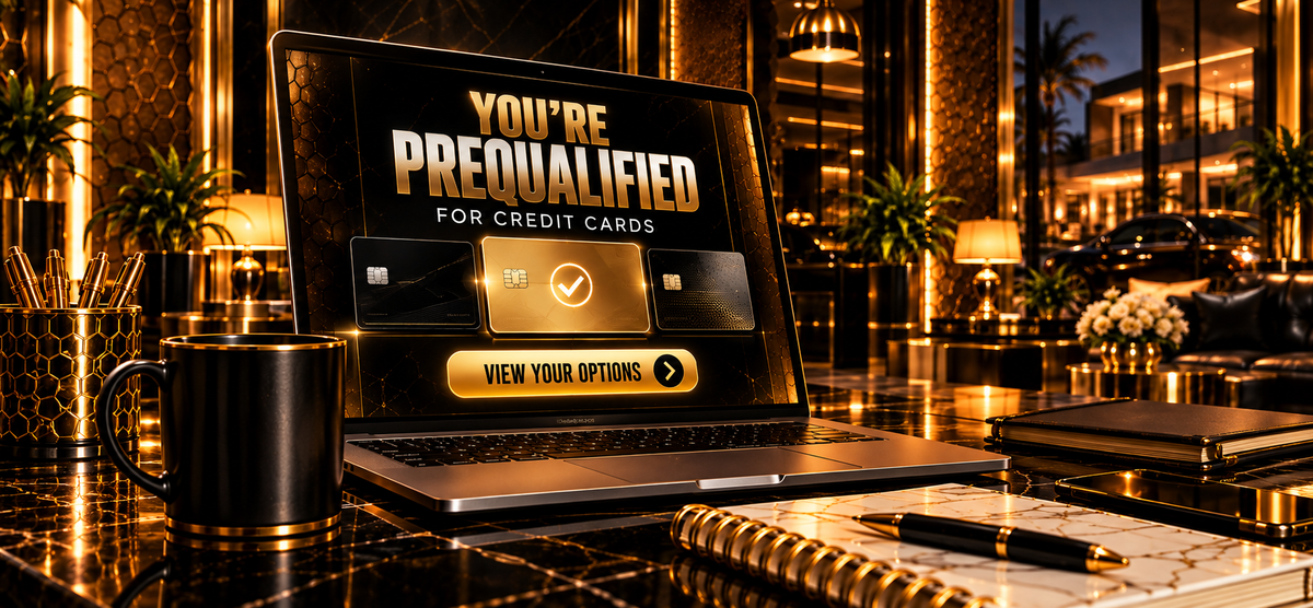 Luxury credit card prequalification workspace